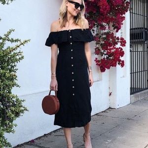 NWT topshop black button up linen dress Sz 2